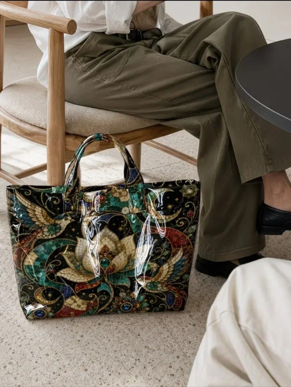 Beautiful Artsy Mosaic Lotus Flower Large Tote Daily Comnute Hand Bsg